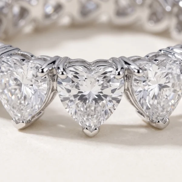 Heart-Shaped Lab-Grown Diamond Full Eternity Ring — setting and diamond detail; AI-generated style illustration