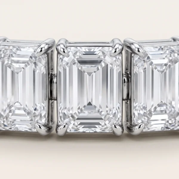 Emerald-Cut Lab-Grown Diamond Tennis Bracelet — setting and diamond detail; AI-generated style illustration
