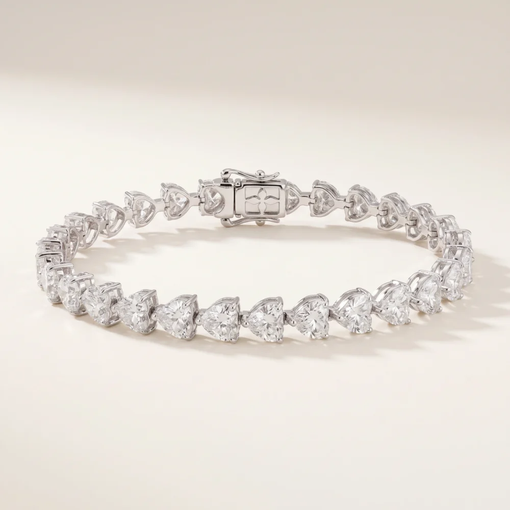 Heart-Shaped Lab-Grown Diamond Tennis Bracelet