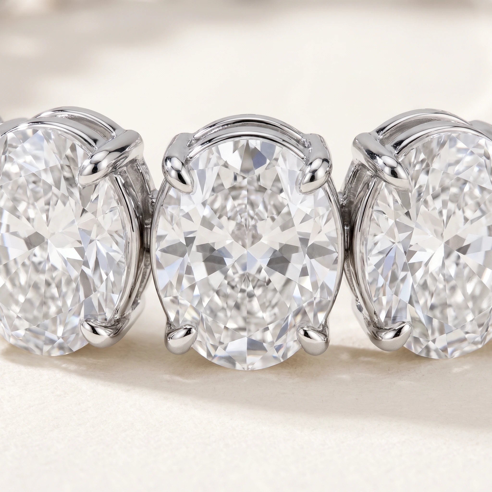 Oval Lab-Grown Diamond Tennis Bracelet — setting and diamond detail; AI-generated style illustration
