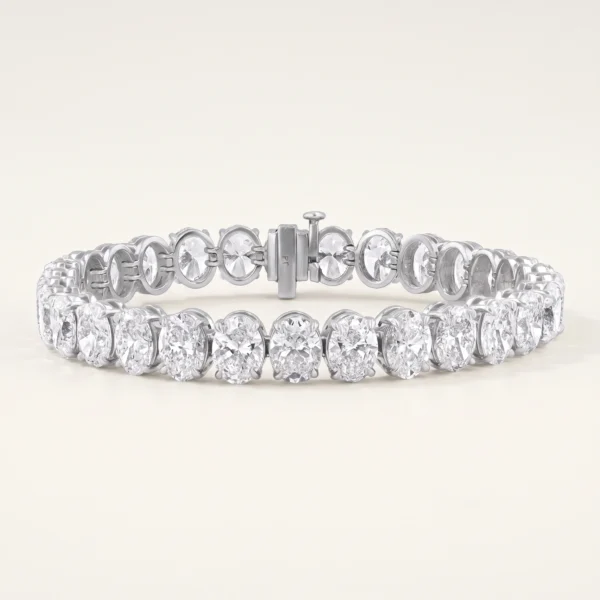 Oval Lab-Grown Diamond Tennis Bracelet — three-quarter product view; AI-generated style illustration
