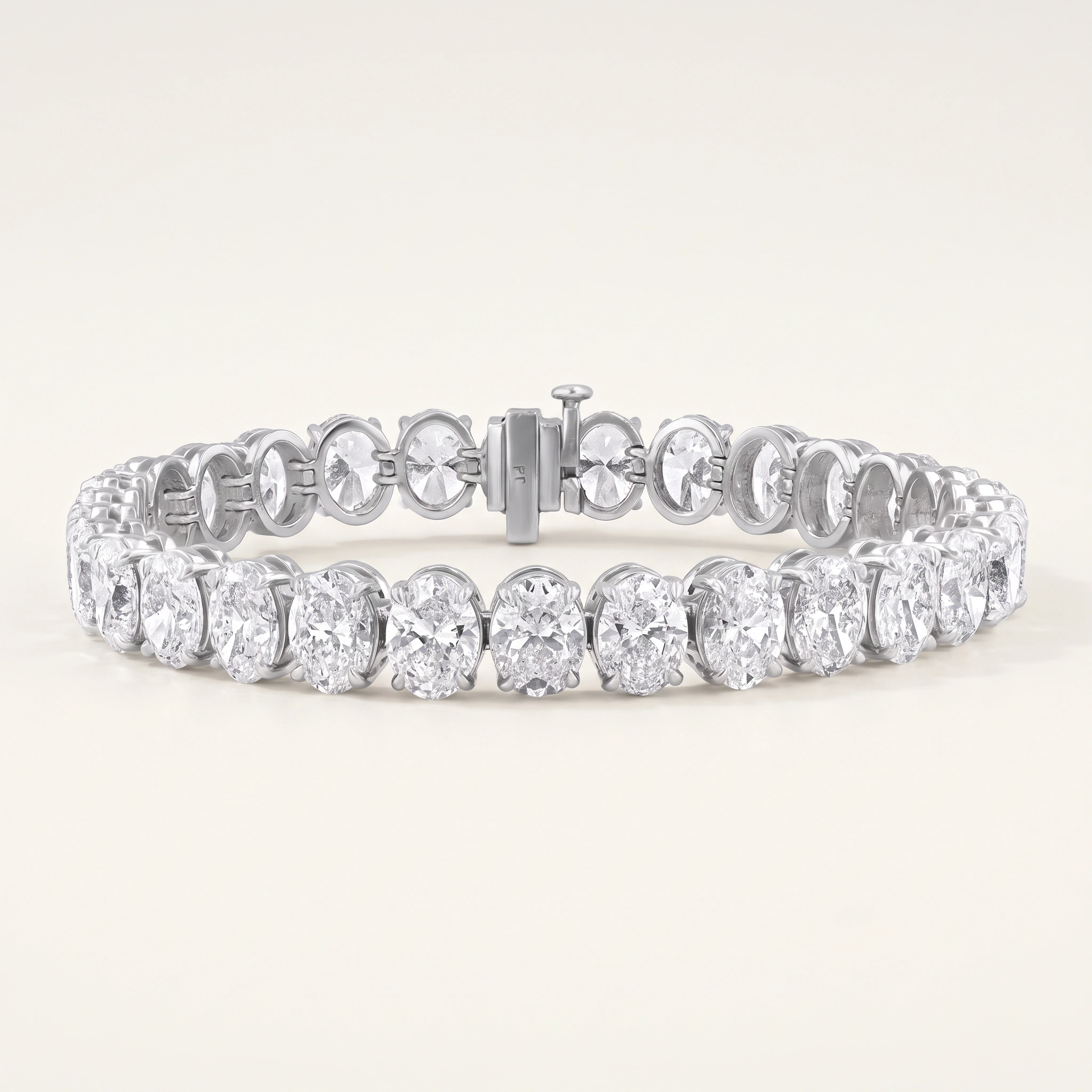 Oval Lab-Grown Diamond Tennis Bracelet — three-quarter product view; AI-generated style illustration