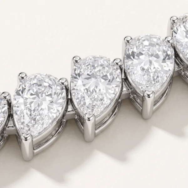 Pear-Shaped Lab-Grown Diamond Tennis Bracelet — setting and diamond detail; AI-generated style illustration