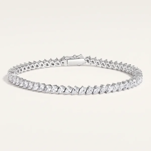 Pear-Shaped Lab-Grown Diamond Tennis Bracelet — three-quarter product view; AI-generated style illustration
